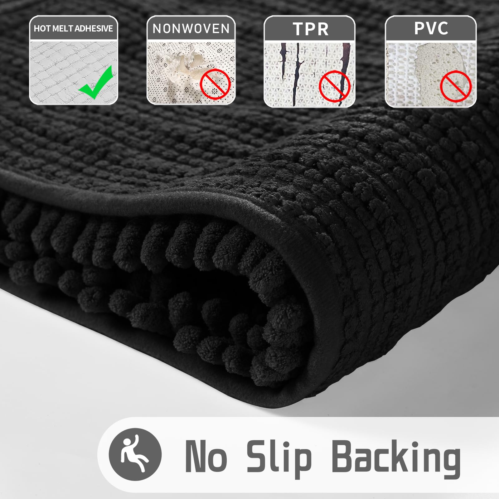 Yimobra Original Luxury Chenille Bath Mat, 60.2 X 24 Inches, Soft Shaggy And Comfortable, Large Size, Super Absorbent And Thick,